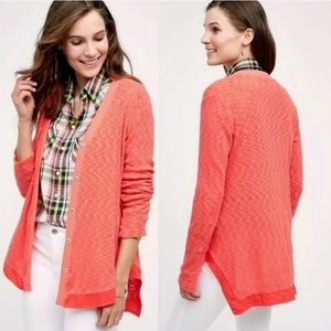 left of center x Anthropologie Womens Size S Orange Coral Evie Cardigan Sweater